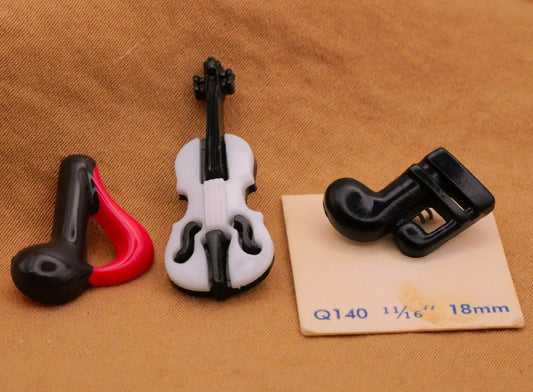 Music Note or Instrument Goofy Goofie Plastic Button Various 11-30mm