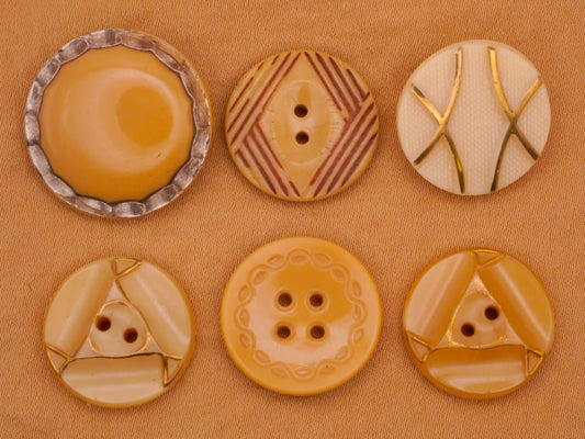 Taupe Ivory Vintage Glass Button Various 18-22mm