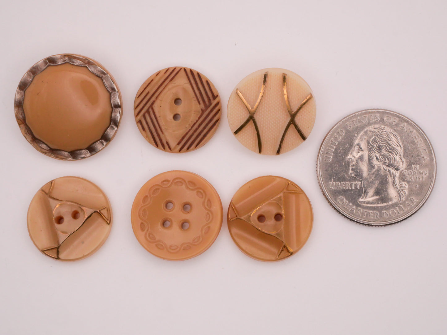 Taupe Ivory Vintage Glass Button Various 18-22mm