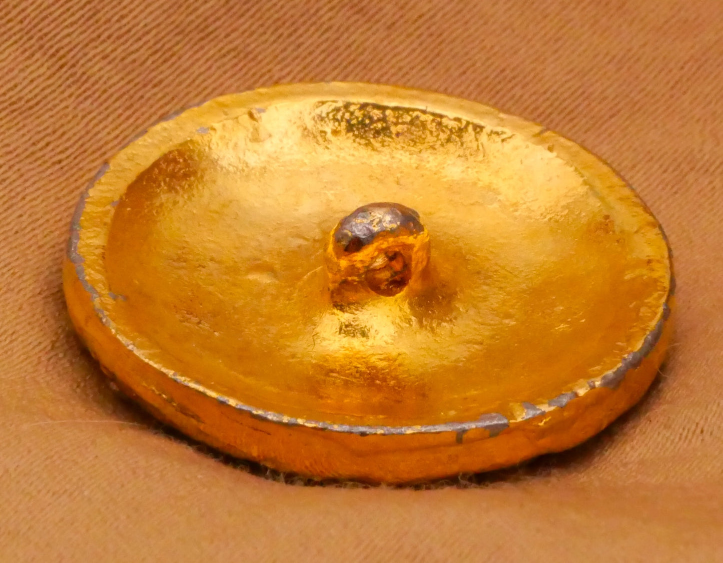 Rhinestone Covered Disc Vintage Gold Metal Button 23mm