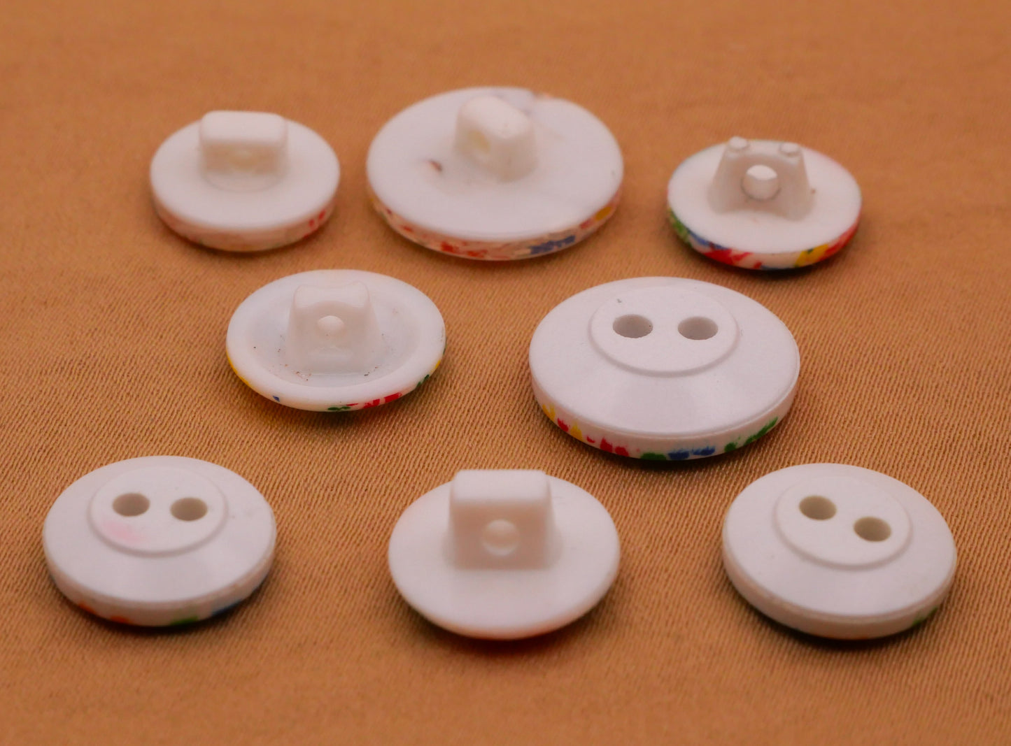 Primary Retro Flowers or Abstract Plastic Button Various 11-16mm