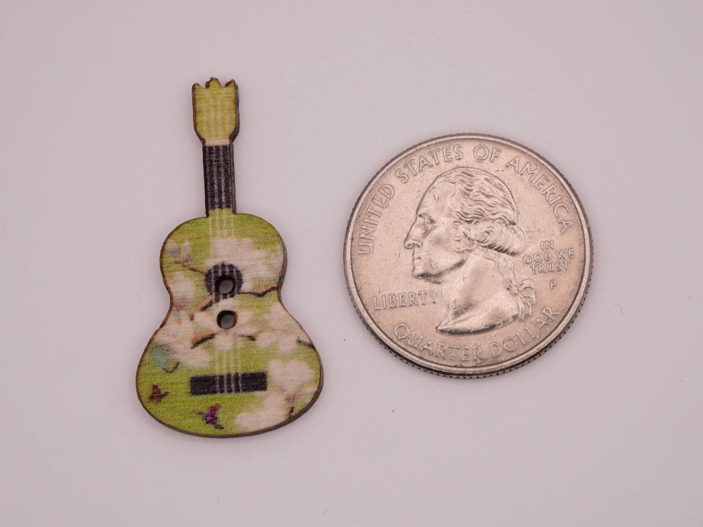 Guitar Pattern Design Wood Assorted Set of Ten Buttons 18x36mm