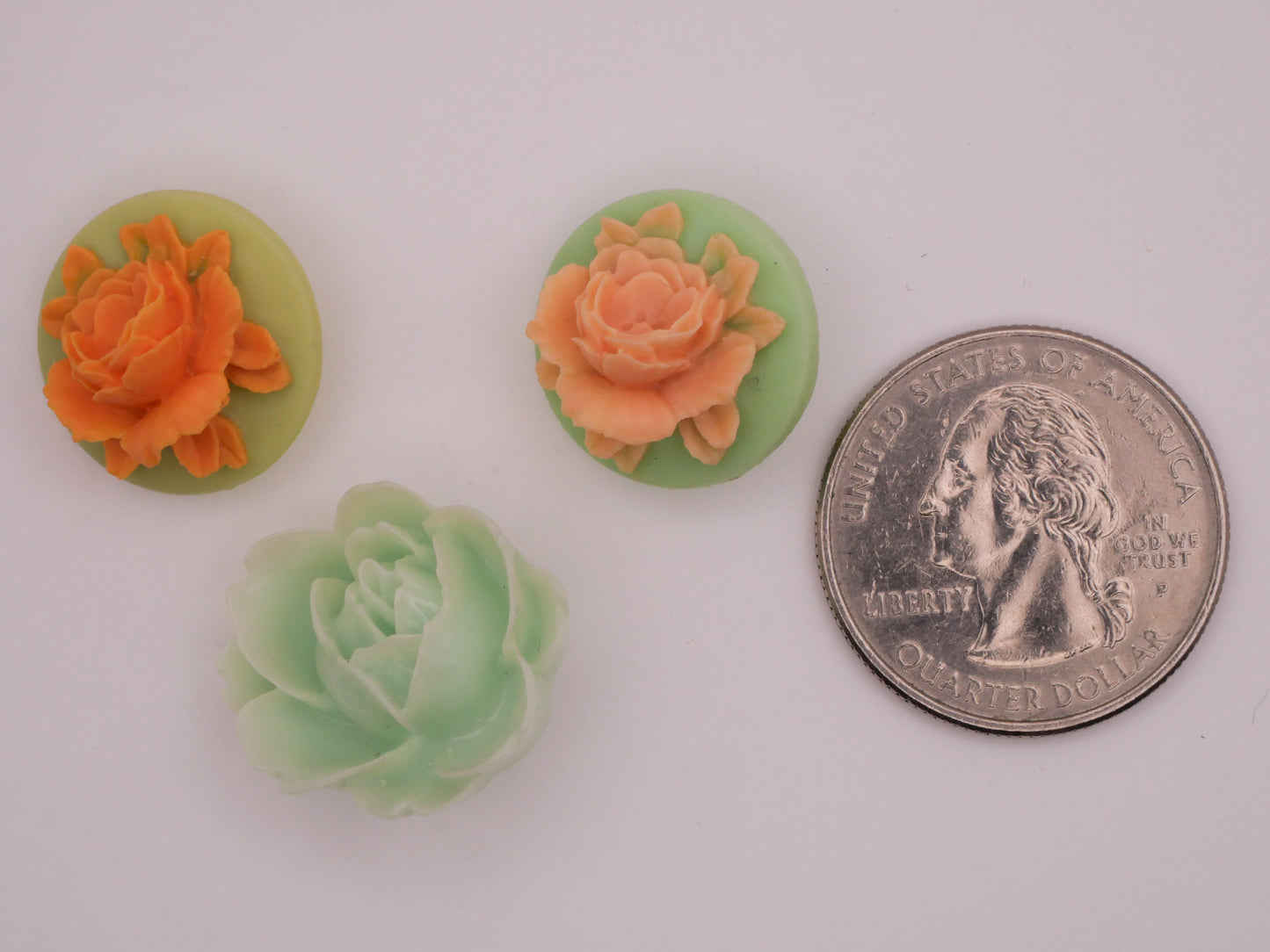 Flower Mint Green Resin Button Various 18-21mm