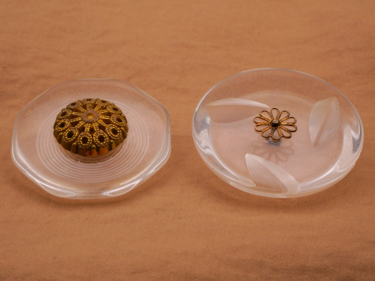Lucite Metal Center Medallion Large Vintage Plastic Button Various 42-44mm