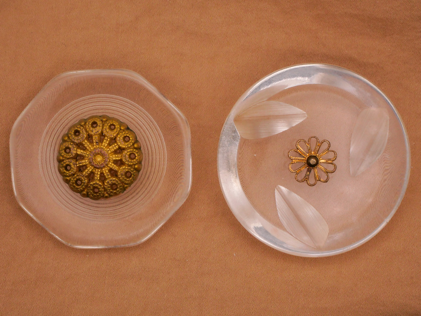 Lucite Metal Center Medallion Large Vintage Plastic Button Various 42-44mm