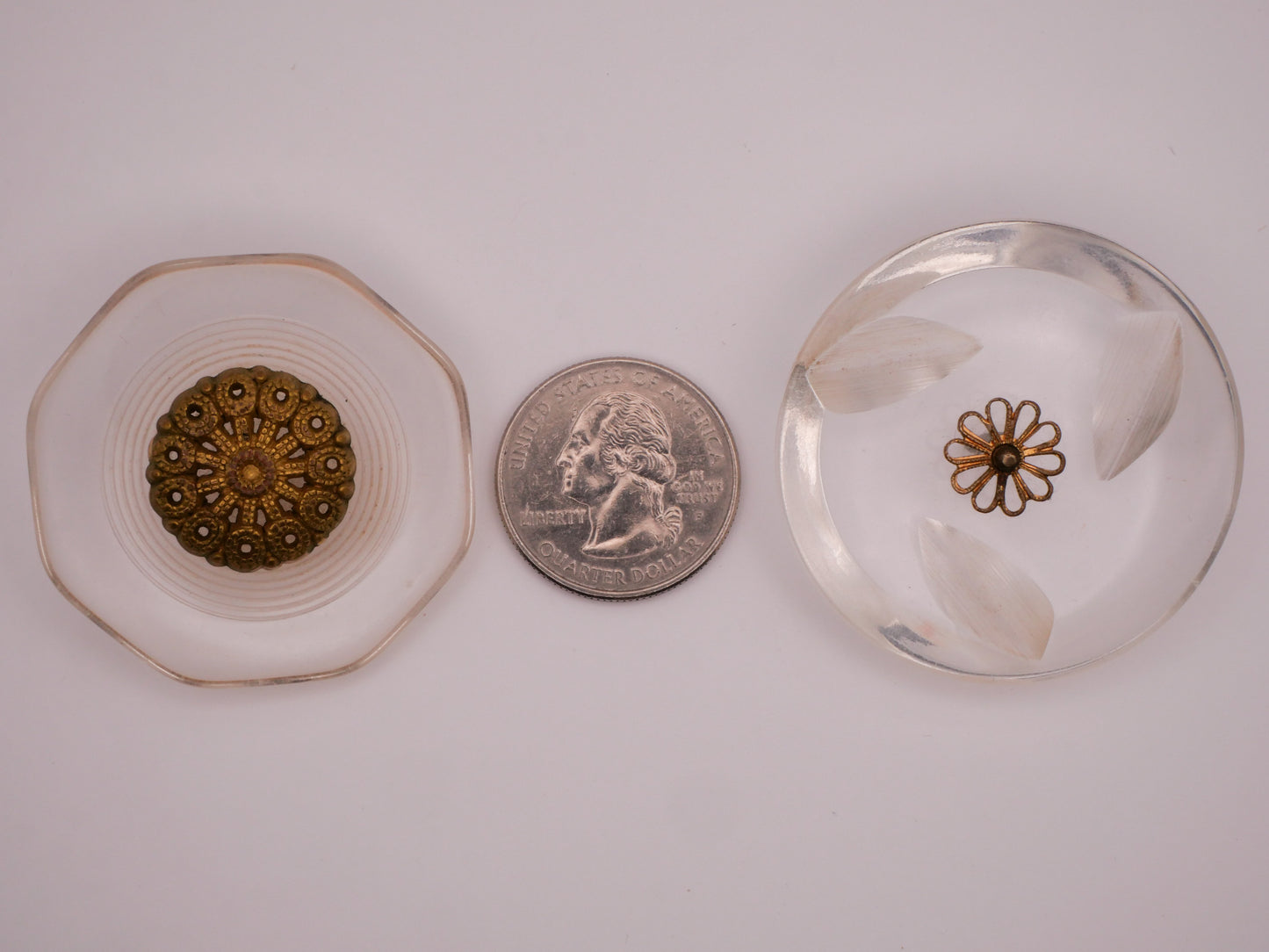Lucite Metal Center Medallion Large Vintage Plastic Button Various 42-44mm