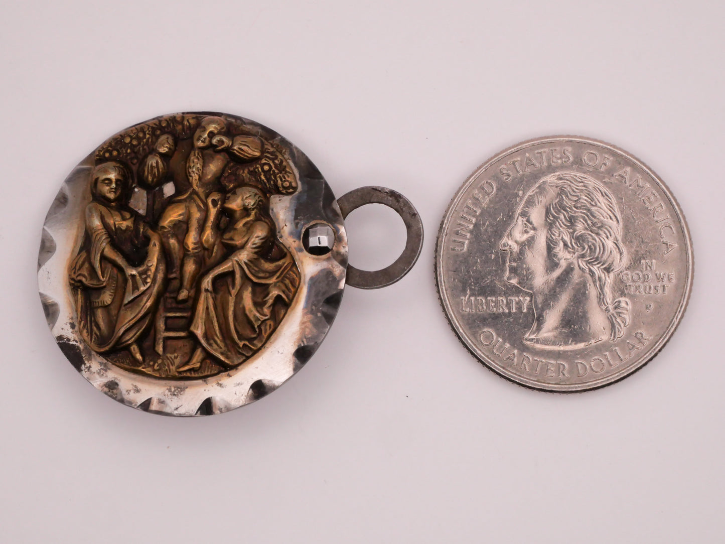Fruit Orchard Man Women Brass Steel Cloak Clasp Button 29x36mm