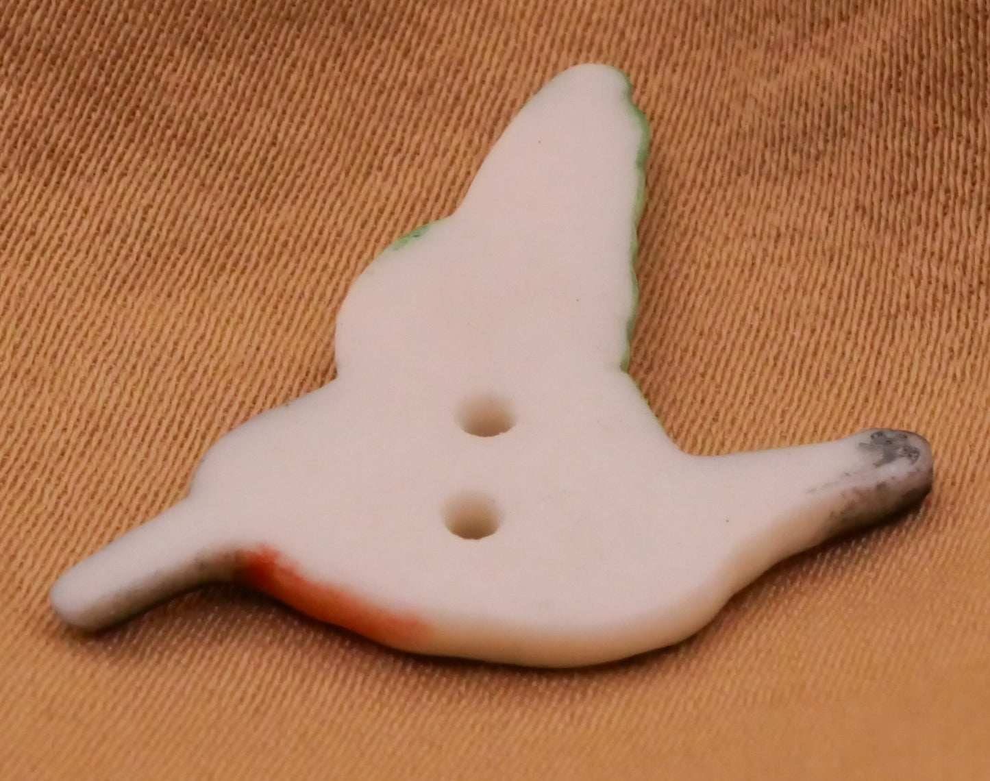 Hummingbird Hand-Painted Porcelain Ceramic Button 20x23mm