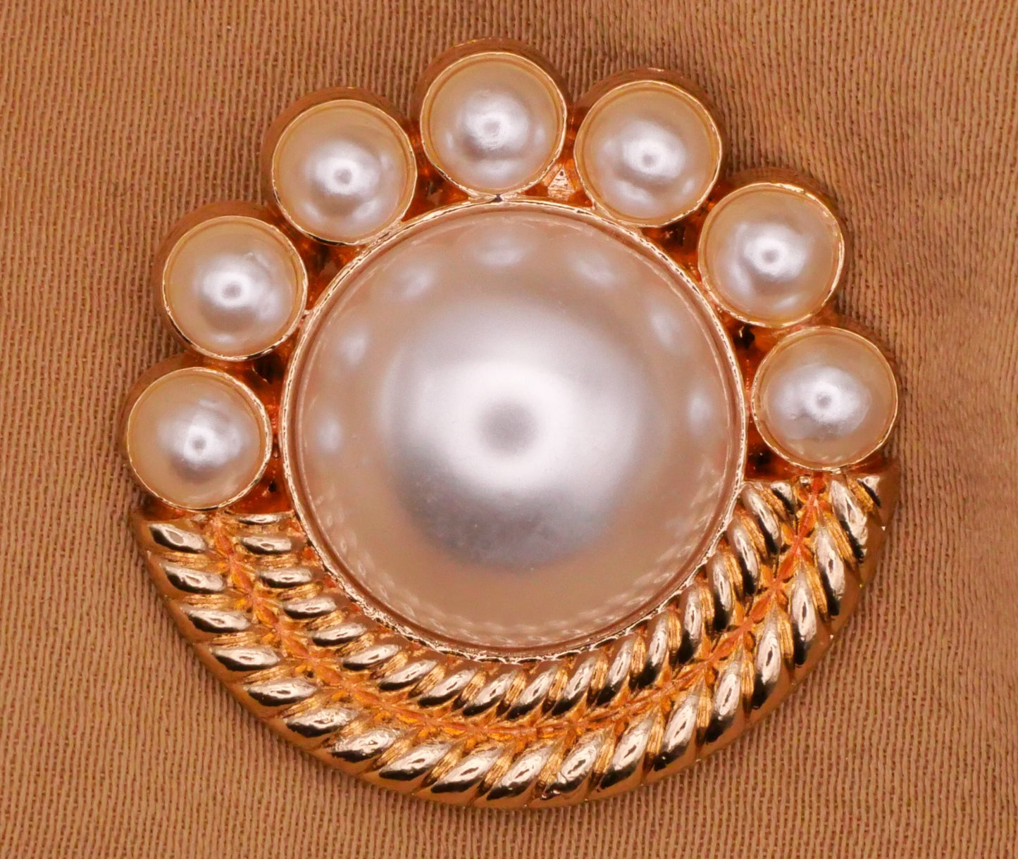 Pearl Crown Rainbow Braid Gold Metal Button 25mm