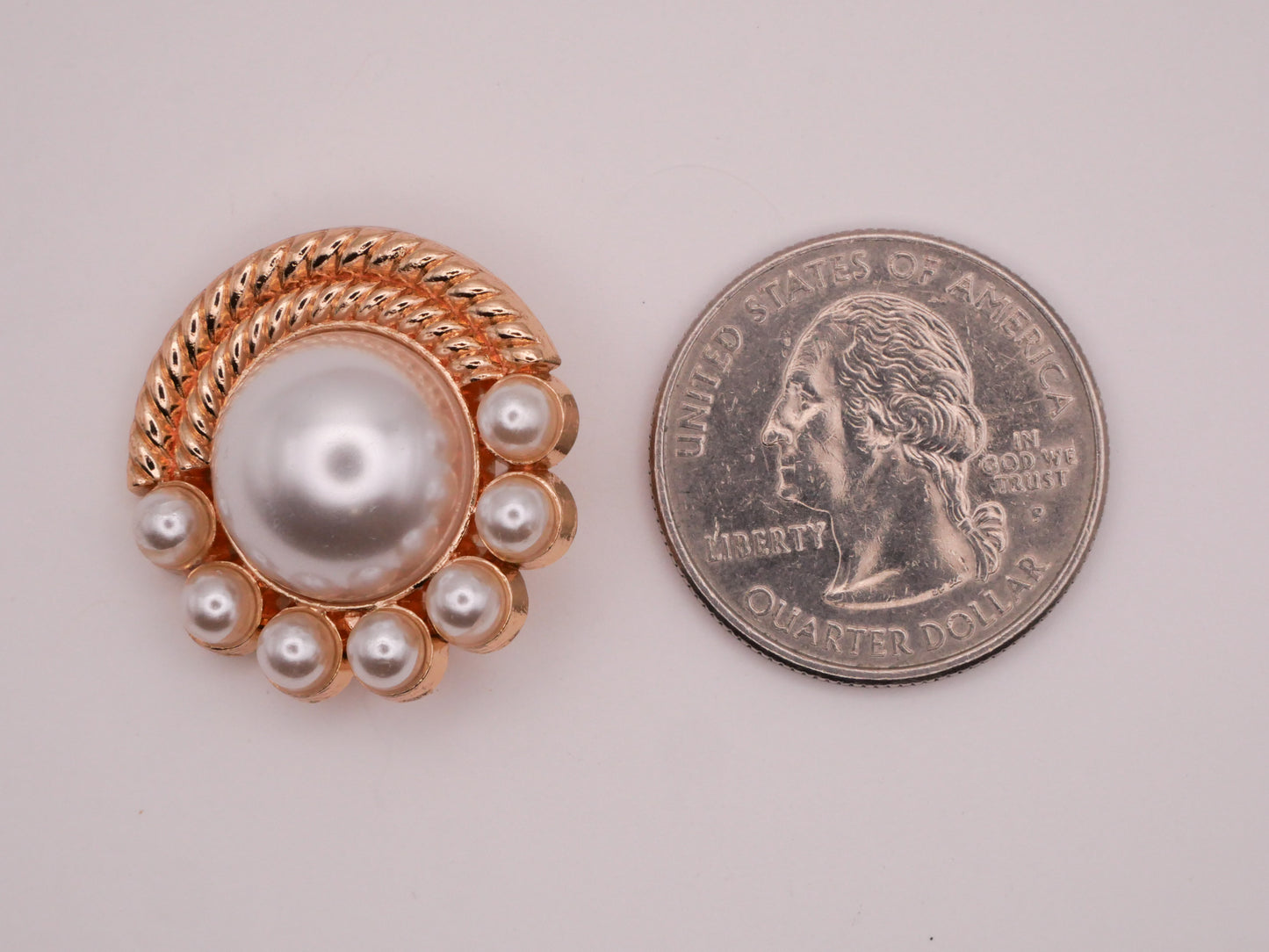 Pearl Crown Rainbow Braid Gold Metal Button 25mm