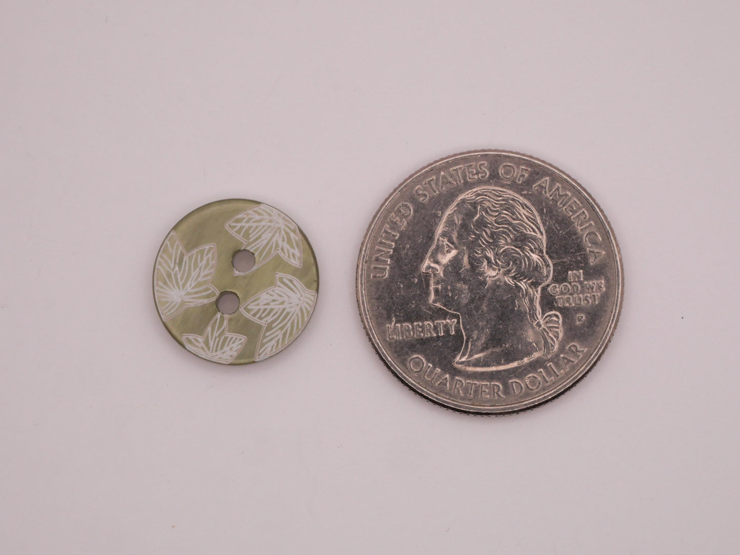 Leaf Etched Green Dyed Shell Set of Three Buttons 15mm