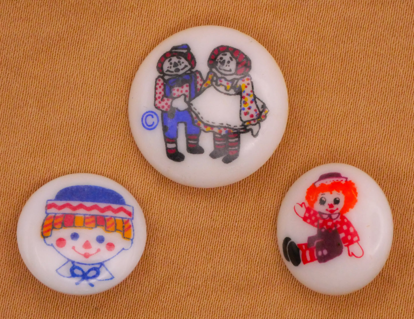 Raggedy Ann and Andy Doll Plastic Button Various 14-19mm