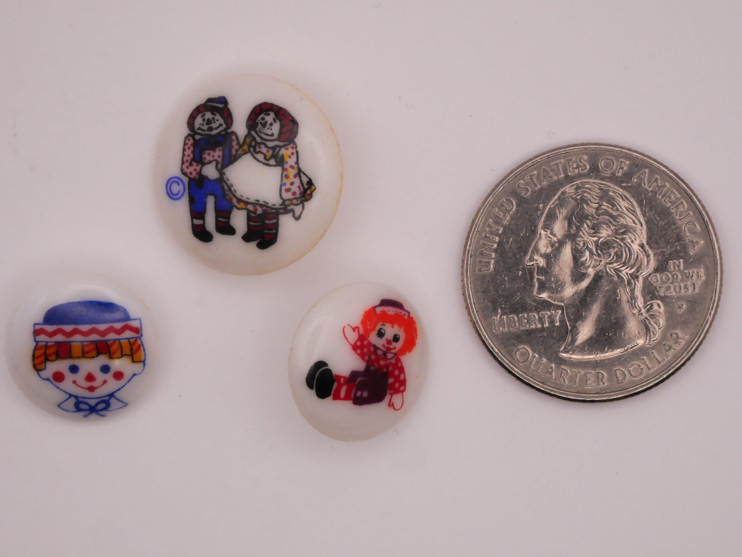 Raggedy Ann and Andy Doll Plastic Button Various 14-19mm