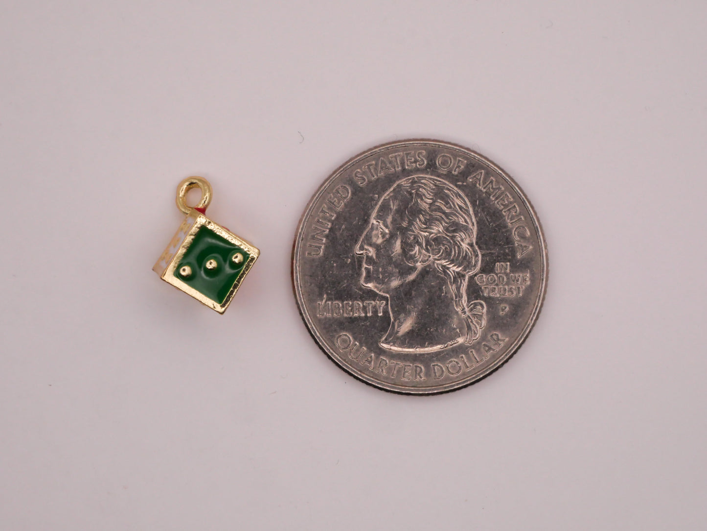 Dice Die Colorful Enamel Gold Metal Button or Charm 8mm