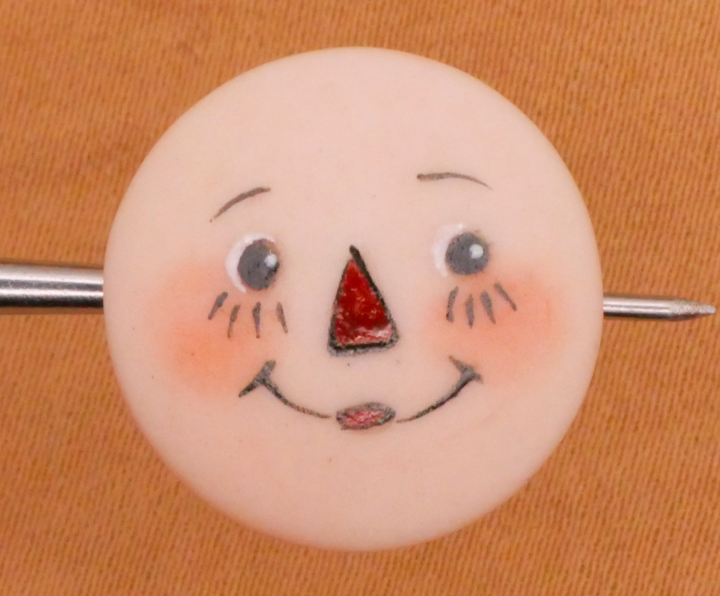 Raggedy Ann Doll Face Hand-Painted Porcelain Ceramic Button 17mm