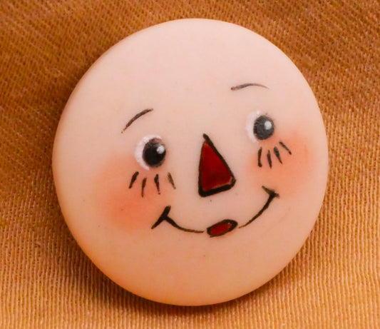 Raggedy Ann Doll Face Hand-Painted Porcelain Ceramic Button 17mm