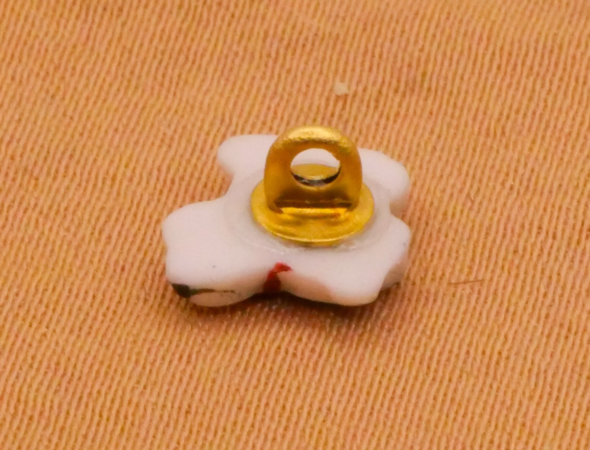 Spot Puppy Dog Hand-Painted Porcelain Ceramic Button 7x8mm