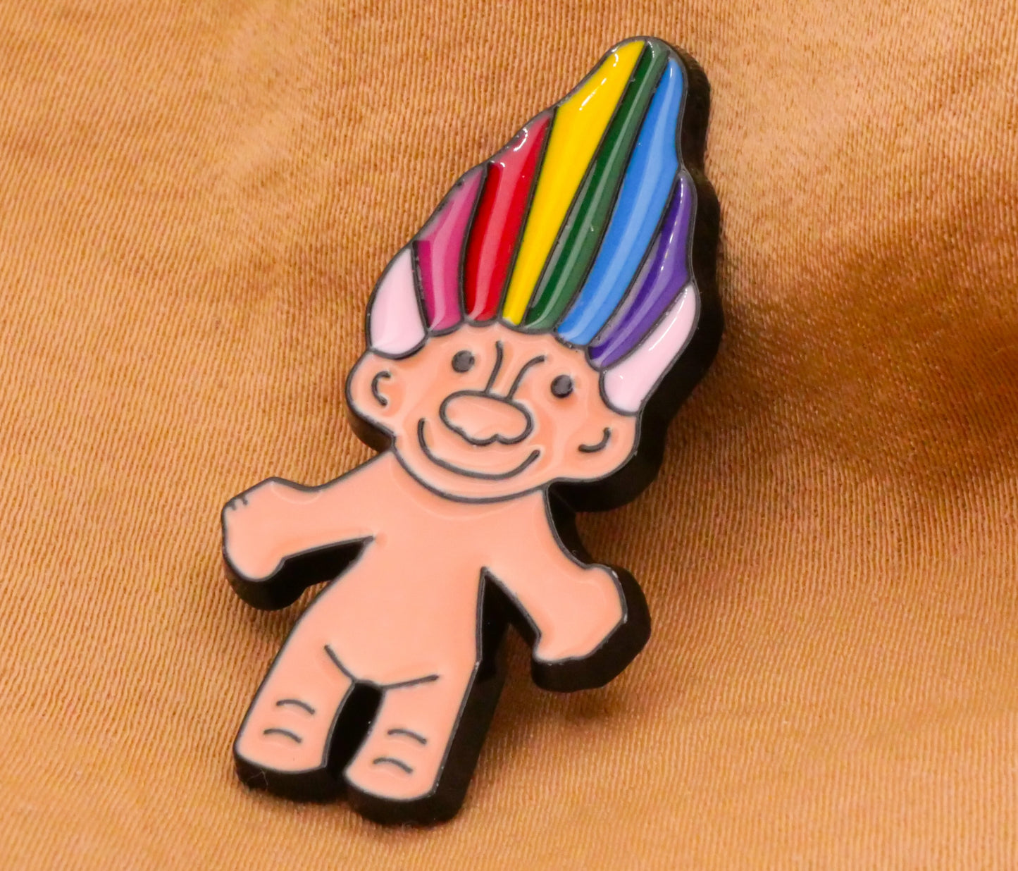 Troll Toy Rainbow Hair Enamel Metal Button 18x34mm
