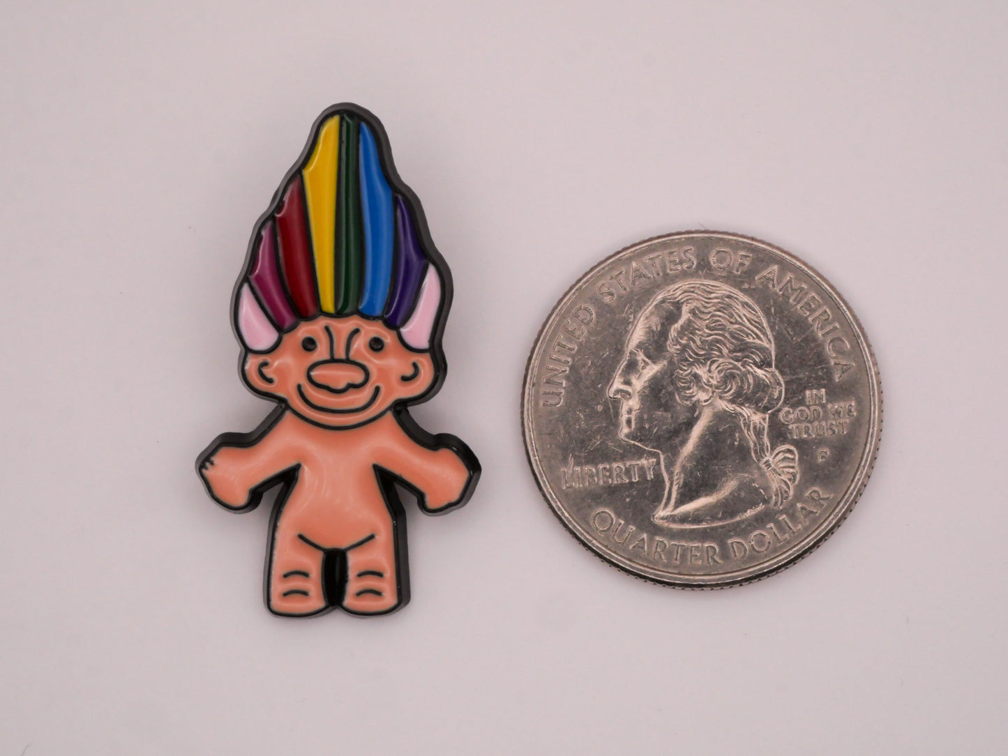 Troll Toy Rainbow Hair Enamel Metal Button 18x34mm
