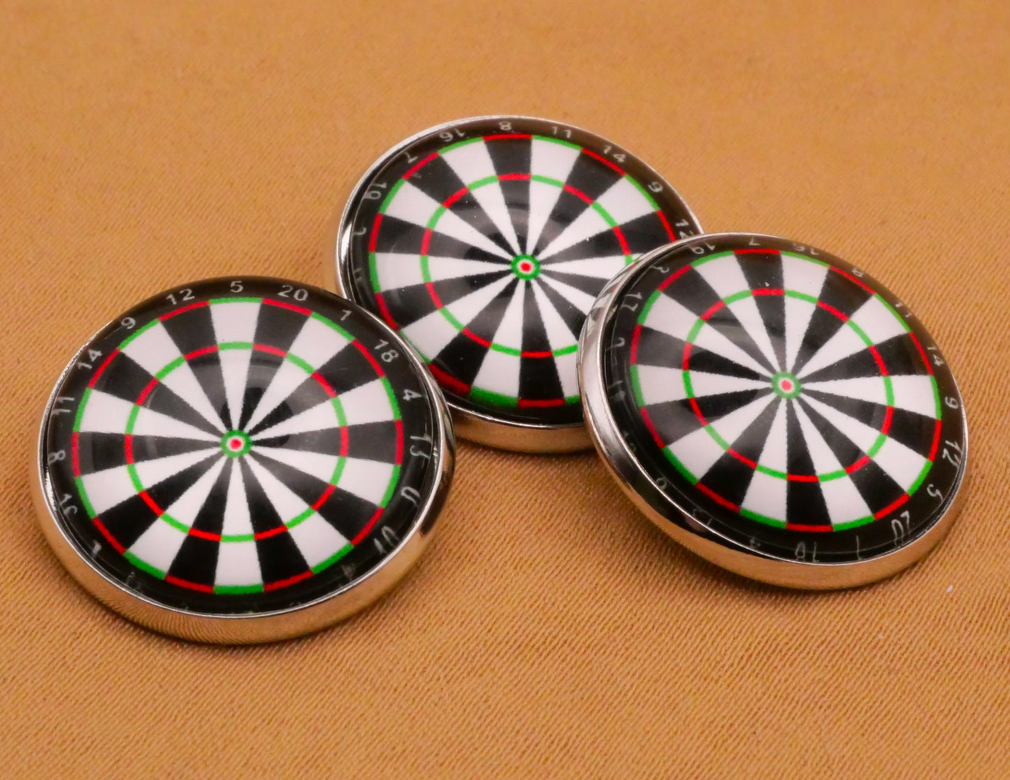 Darts Dart Board Glass Dome Silver Metal Button 20mm