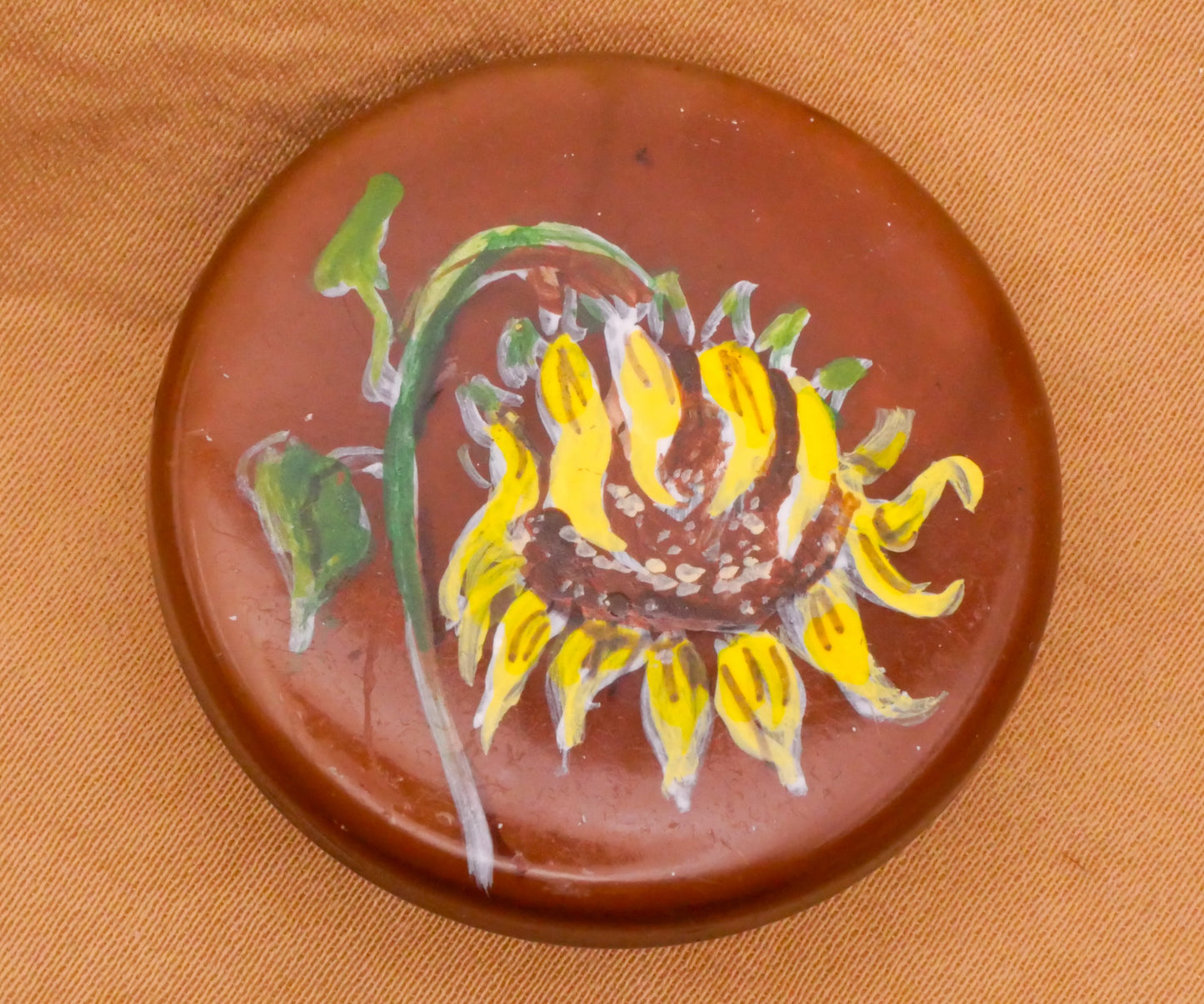 Sunflower Hand-Painted Breslawski Studio Large Plastic Button 34mm