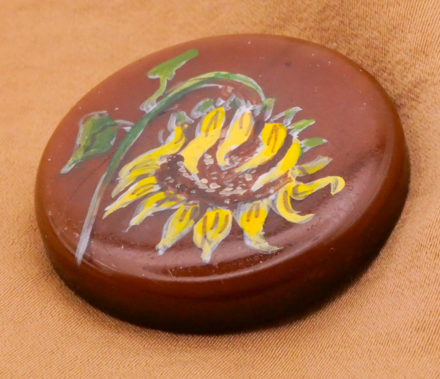 Sunflower Hand-Painted Breslawski Studio Large Plastic Button 34mm