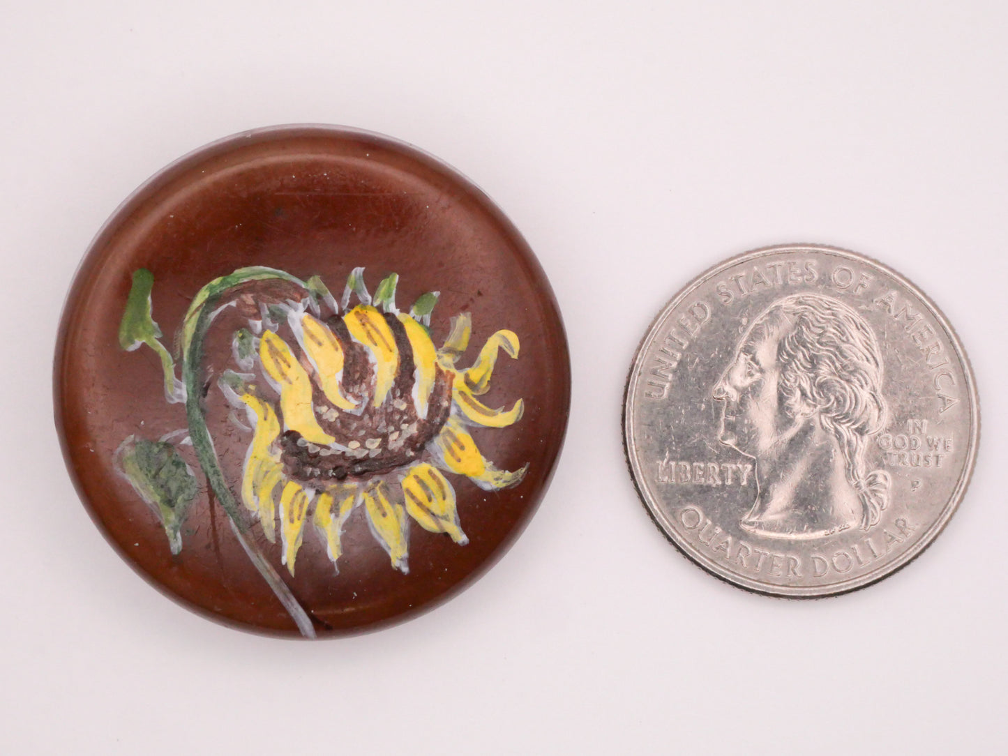 Sunflower Hand-Painted Breslawski Studio Large Plastic Button 34mm