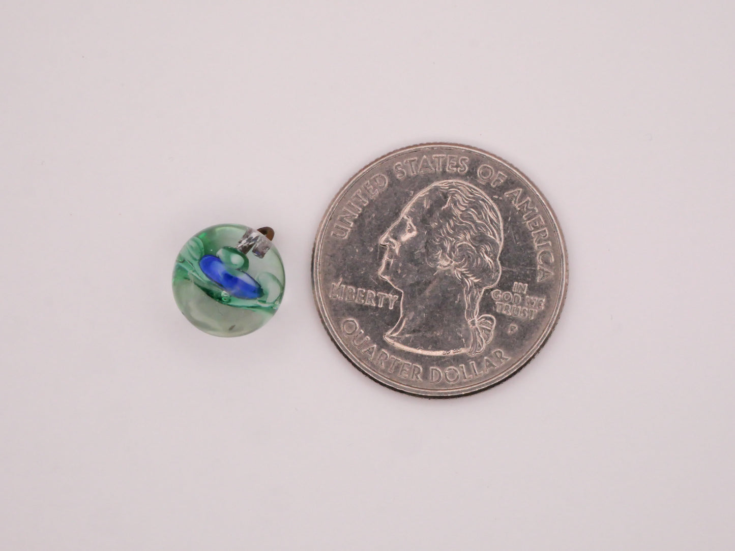 Blue Rose Flower Green Leaves Glass Paperweight Button 10mm