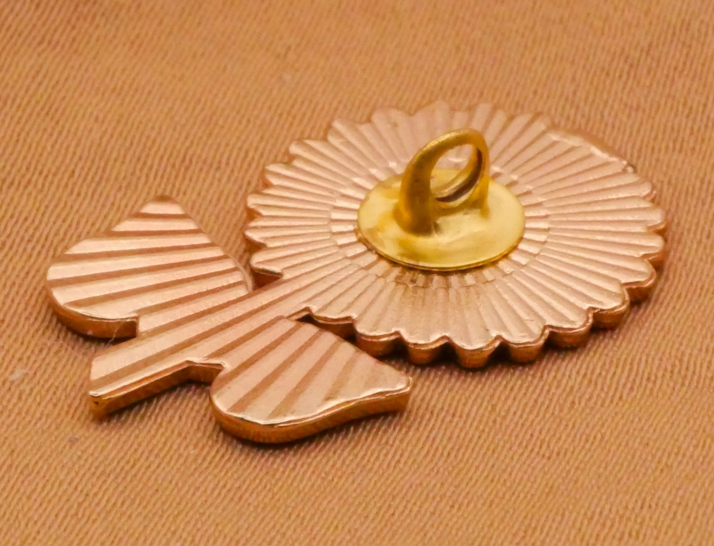 Sunflower Flower Stalk Enamel Metal Button 16x24mm