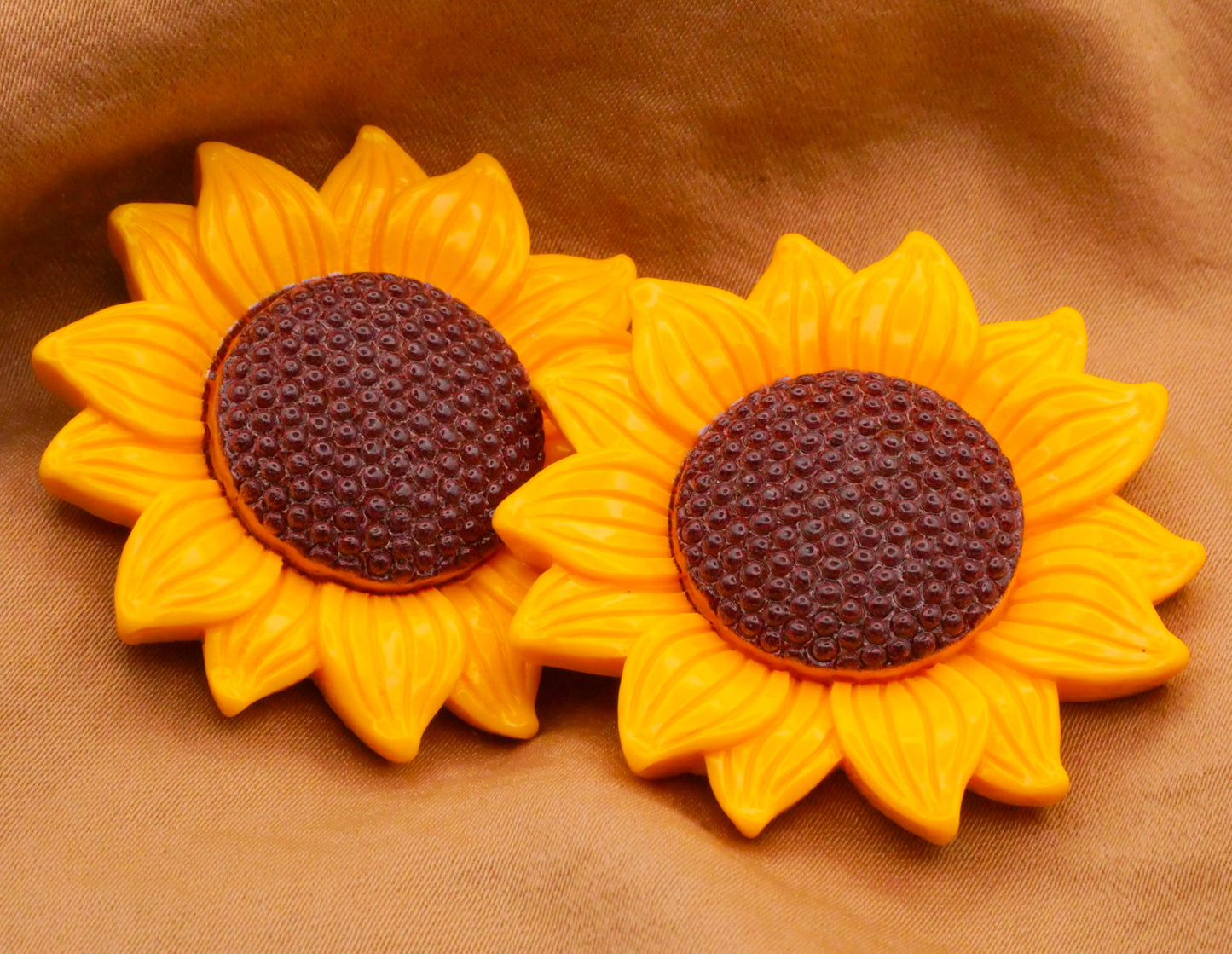 Sunflower Texture Large Plastic Button 40mm