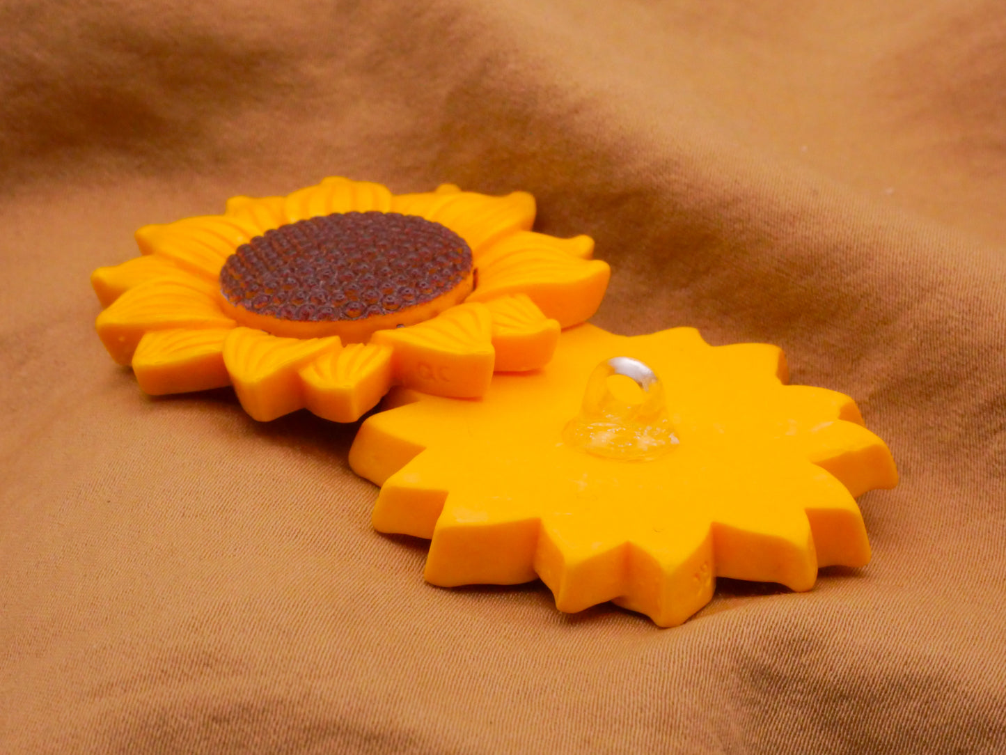 Sunflower Texture Large Plastic Button 40mm