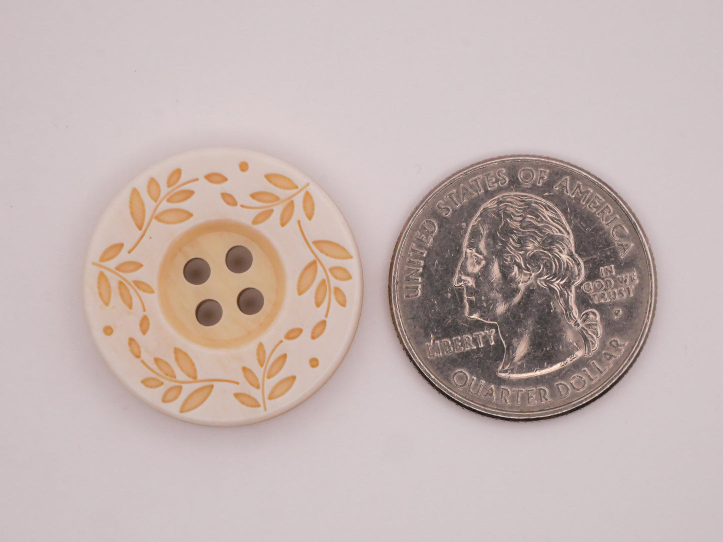 Flower Floral Wreath Layered Ivory Tan Plastic Pair of Buttons 25mm