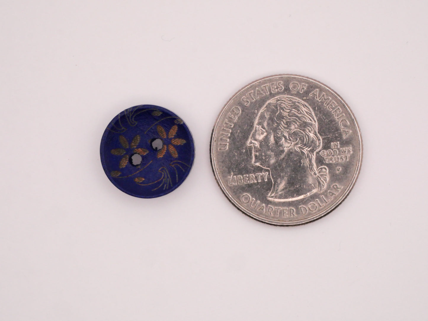 Flower Blue Etched Wood Set of Ten Buttons 15mm