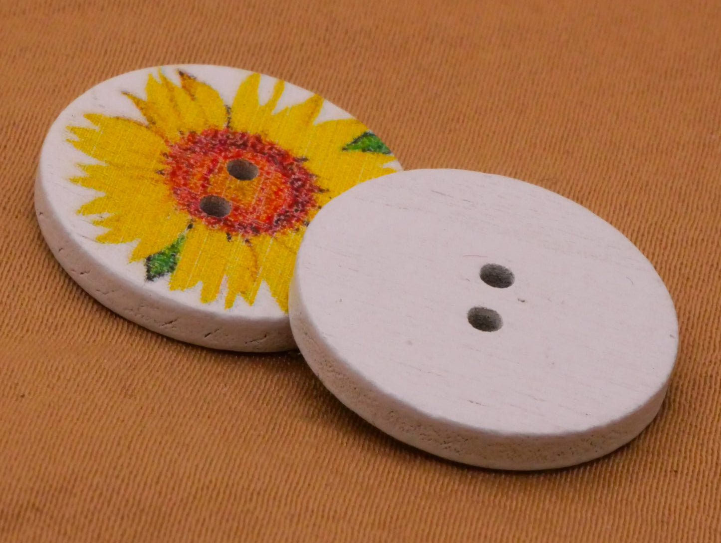 Sunflower Flower Wood Assorted Set of Ten Buttons 20mm