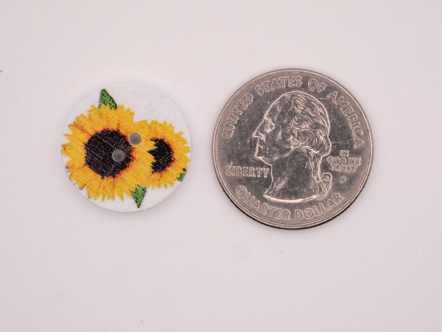 Sunflower Flower Wood Assorted Set of Ten Buttons 20mm