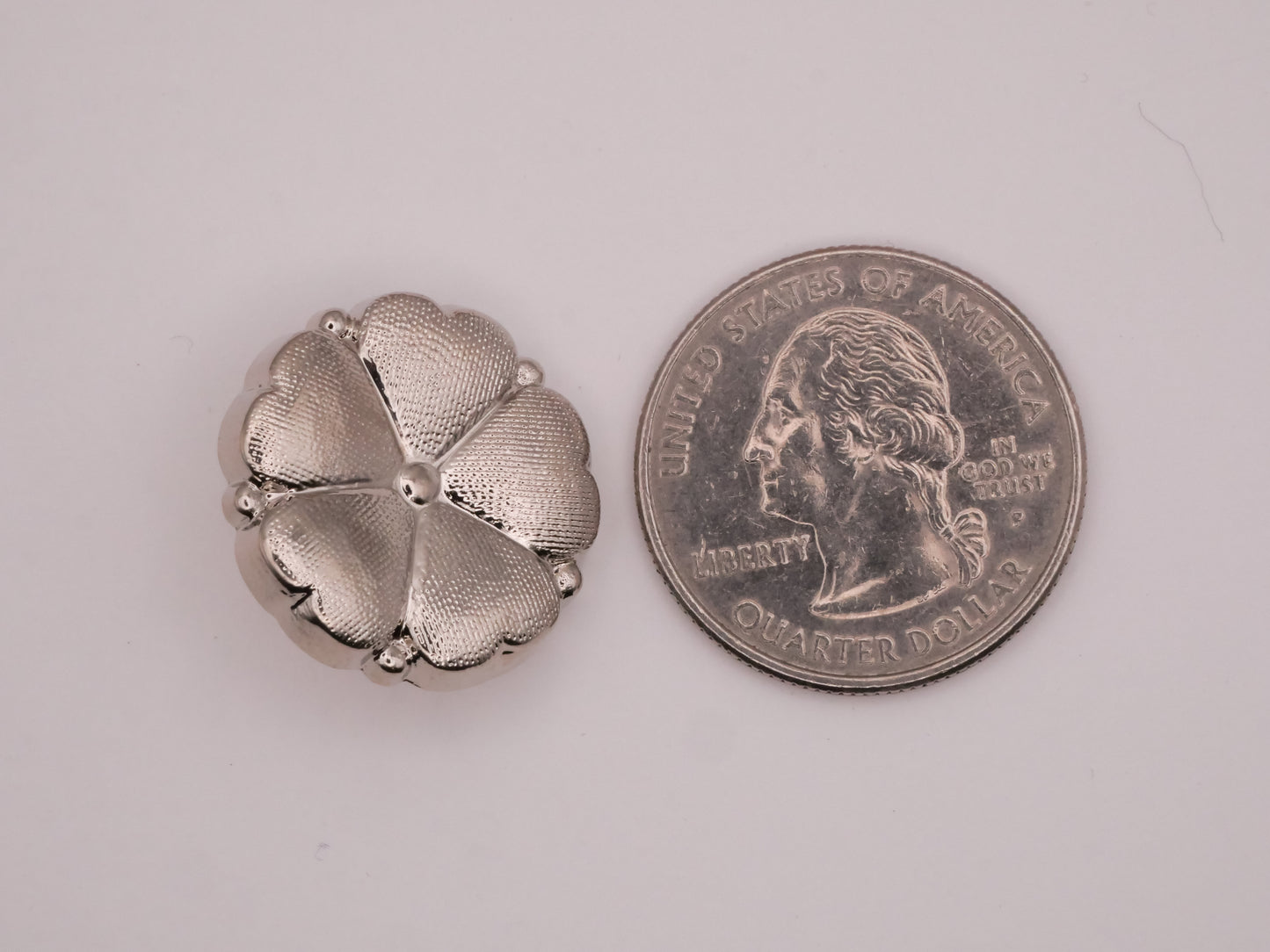 Flower Heart Petals Silver Plastic Pair of Buttons 21mm