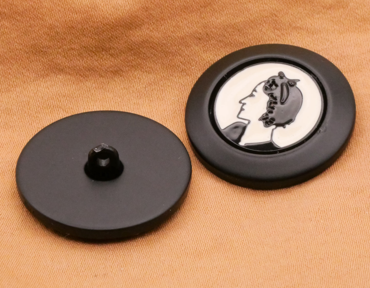 Lady Woman Portrait Enamel Metal Plastic Button 25mm