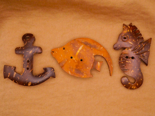 Sea Ocean Theme Coconut Shell Sew-Thru Button Various 27-48mm