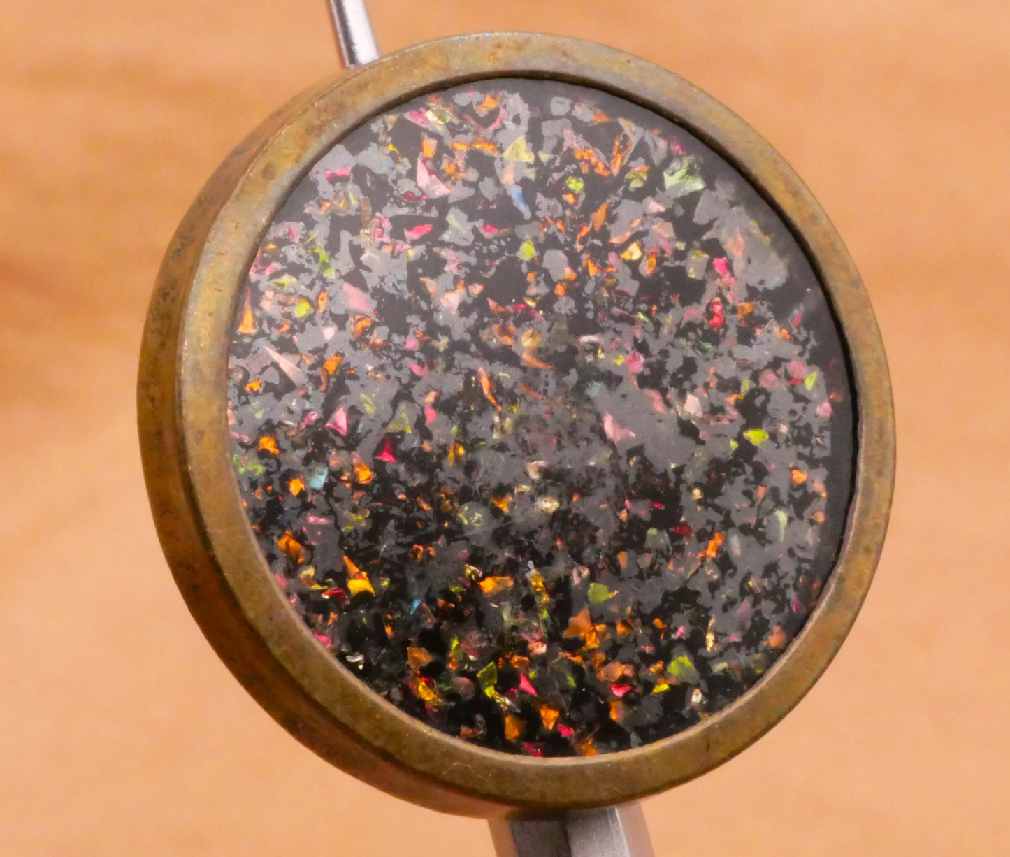 Drum Glitter Sand Shell Glass Metal Button Various 23-26mm