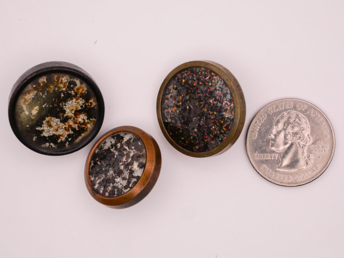 Drum Glitter Sand Shell Glass Metal Button Various 23-26mm
