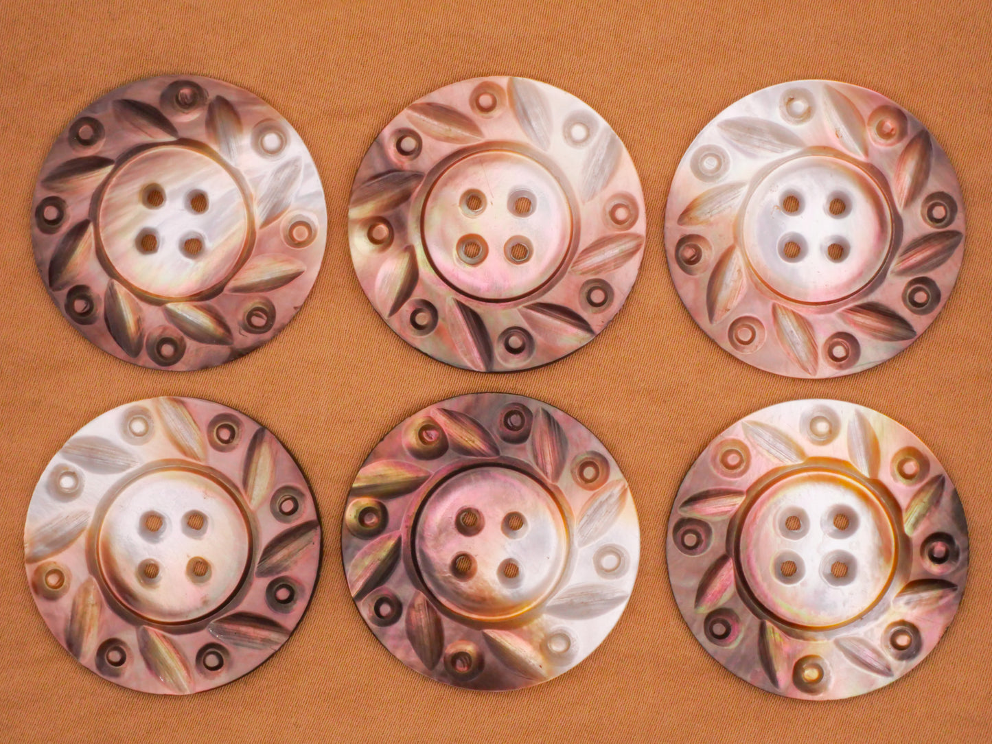 Wreath Carved Multi-Tone Mother of Pearl Large Button 34mm