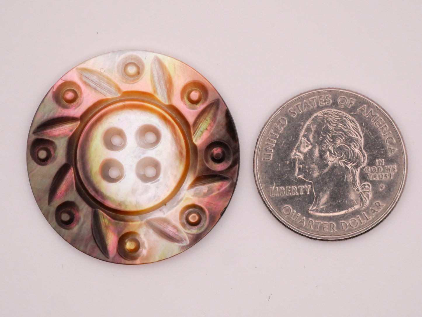 Wreath Carved Multi-Tone Mother of Pearl Large Button 34mm