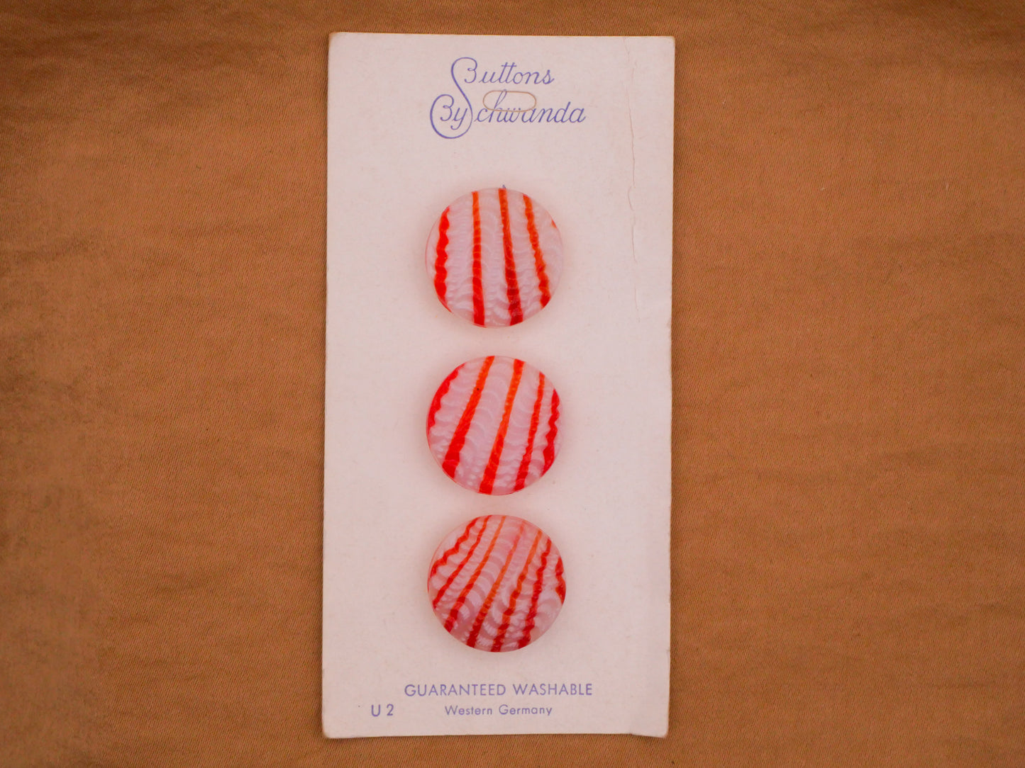 Orange Stripe Dig Dug Vintage Glass Button Various 14-19mm
