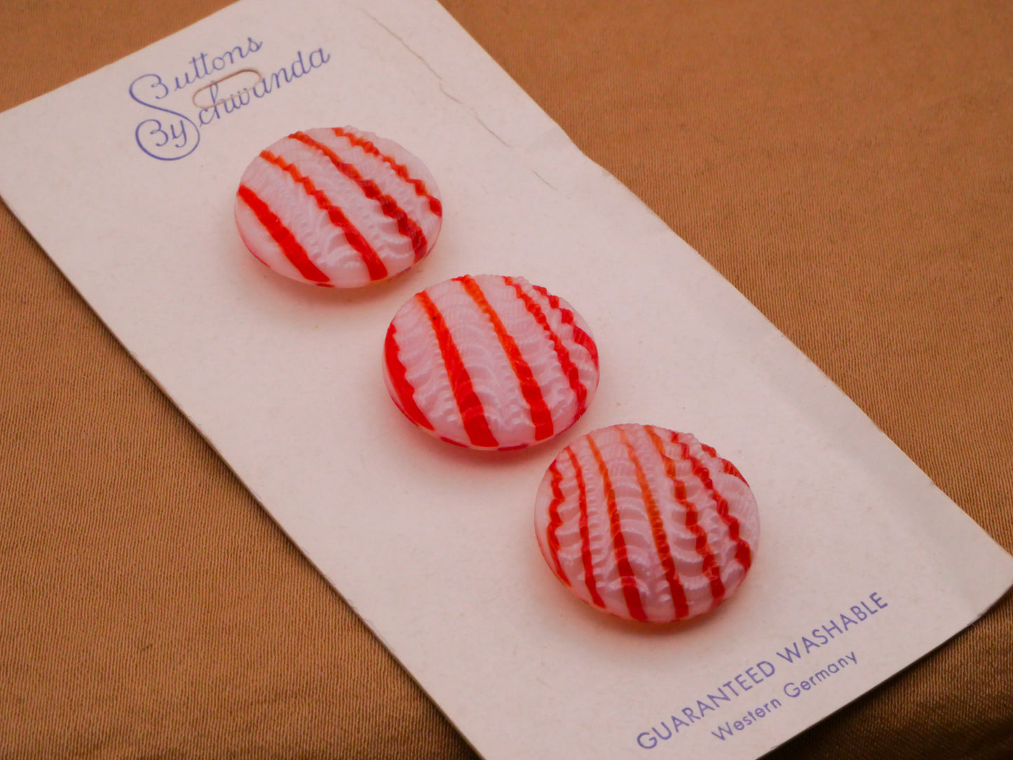 Orange Stripe Dig Dug Vintage Glass Button Various 14-19mm