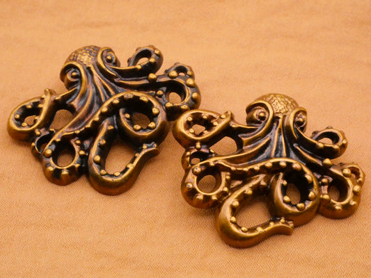 Octopus Squid Large Plastic Pair of Buttons 31x37mm