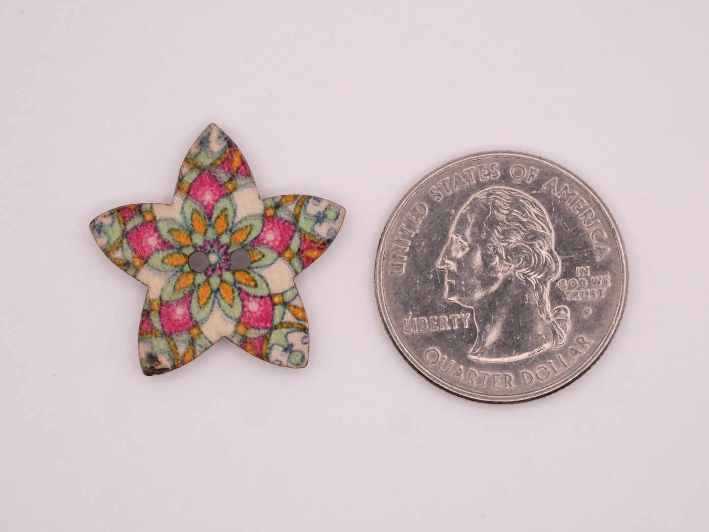 Star Starfish Patterns Wood Assorted Set of Ten Buttons 25mm