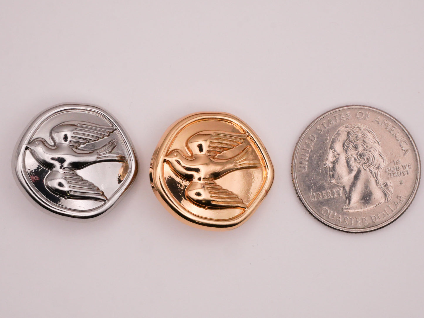 Swallow Bird Shiny Silver or Gold Metal Button Various 23mm