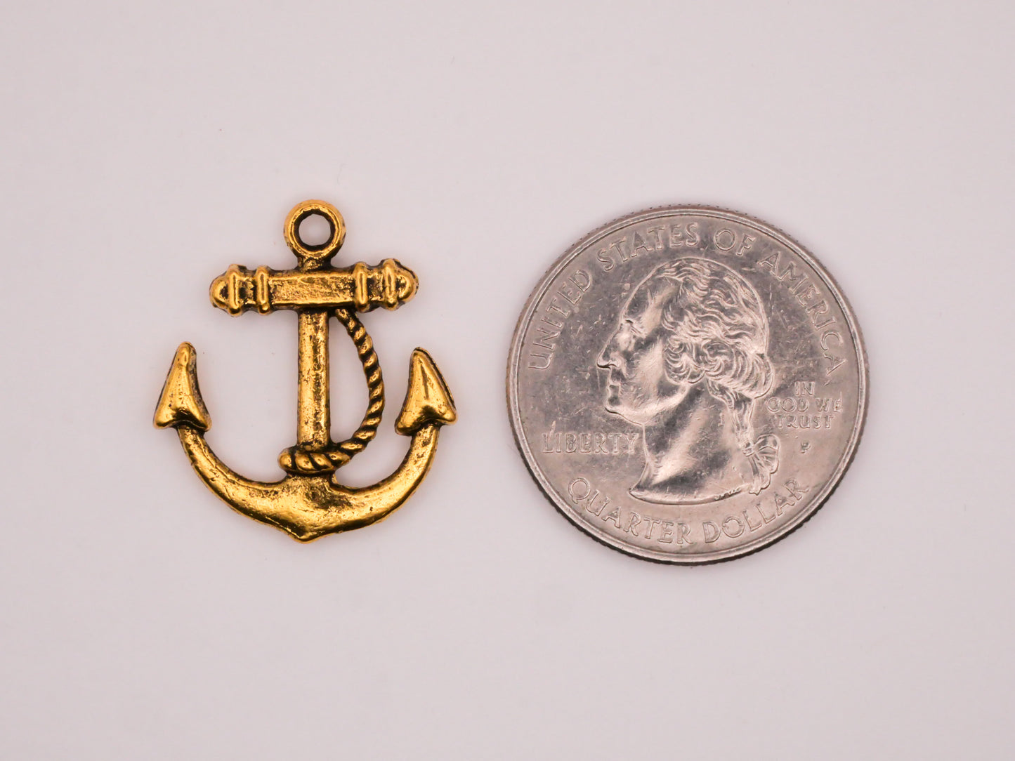 Anchor Bright Gold Metal Pair of Charms Embellishments 20x23mm