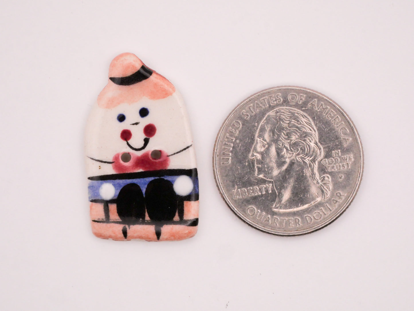 Humpty Dumpty Hand-Painted Ceramic Button 18x31mm