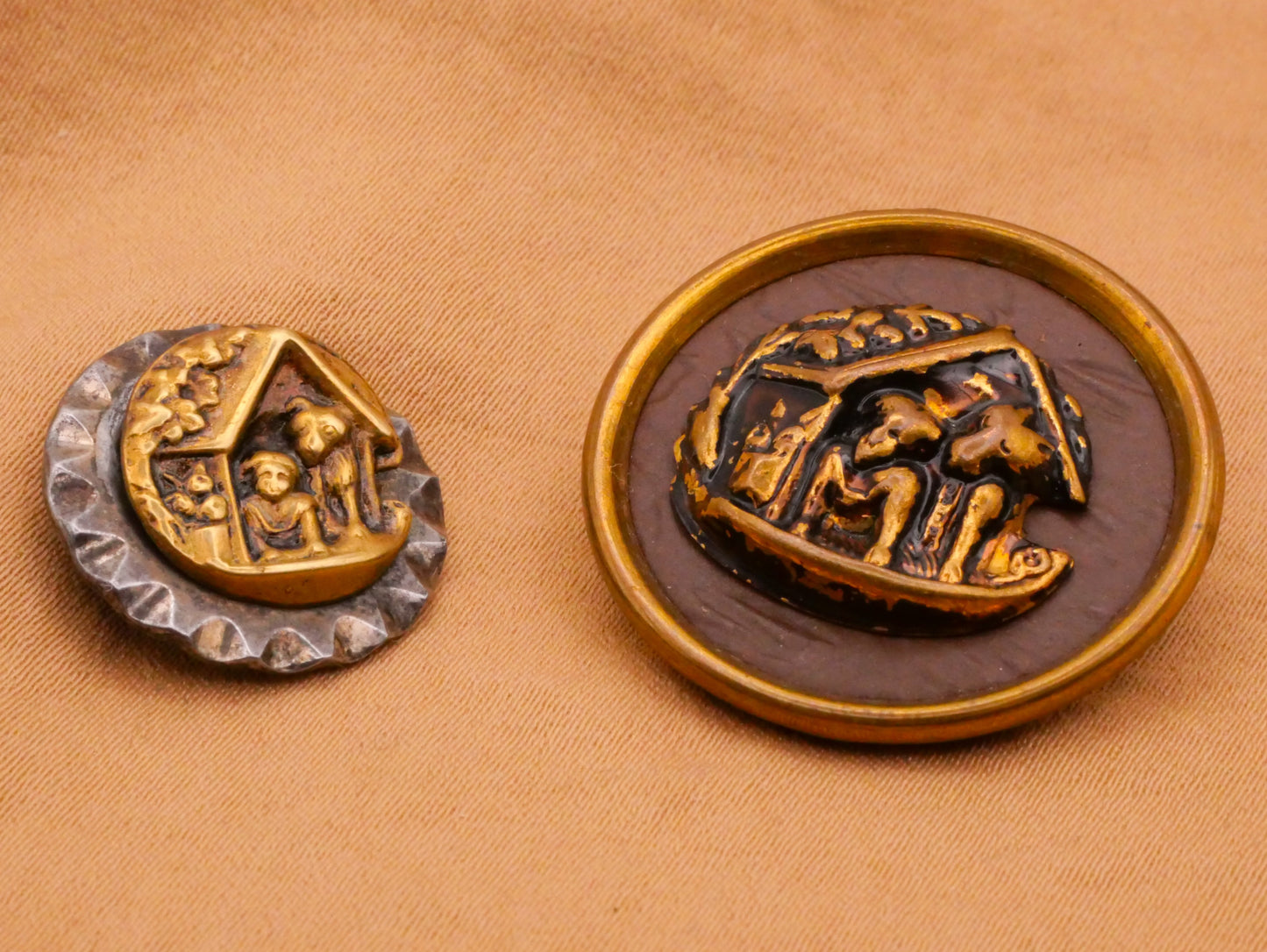Dog and Child Doghouse Victorian Metal Button Various 18-27mm